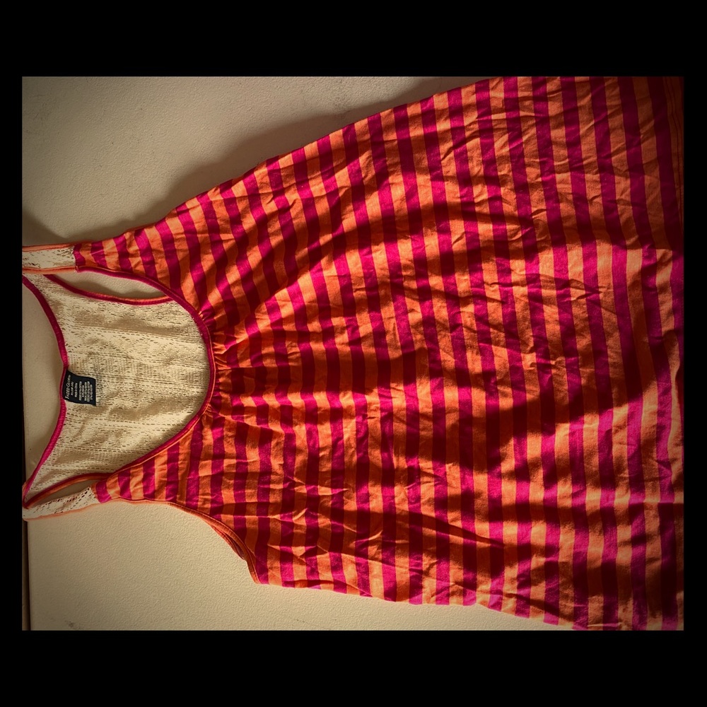 Faded glory striped tank with lace on back